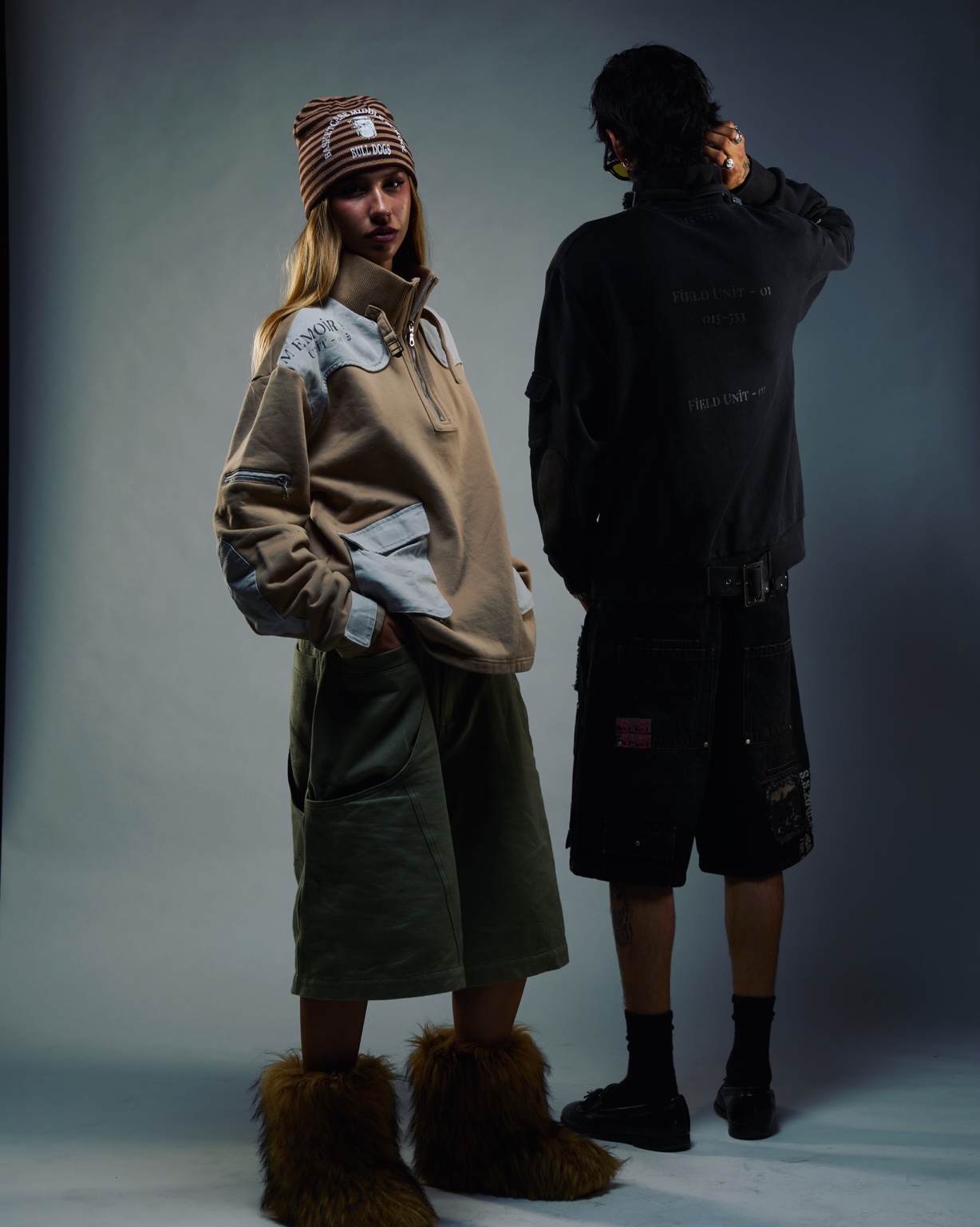 Sophia in layered streetwear