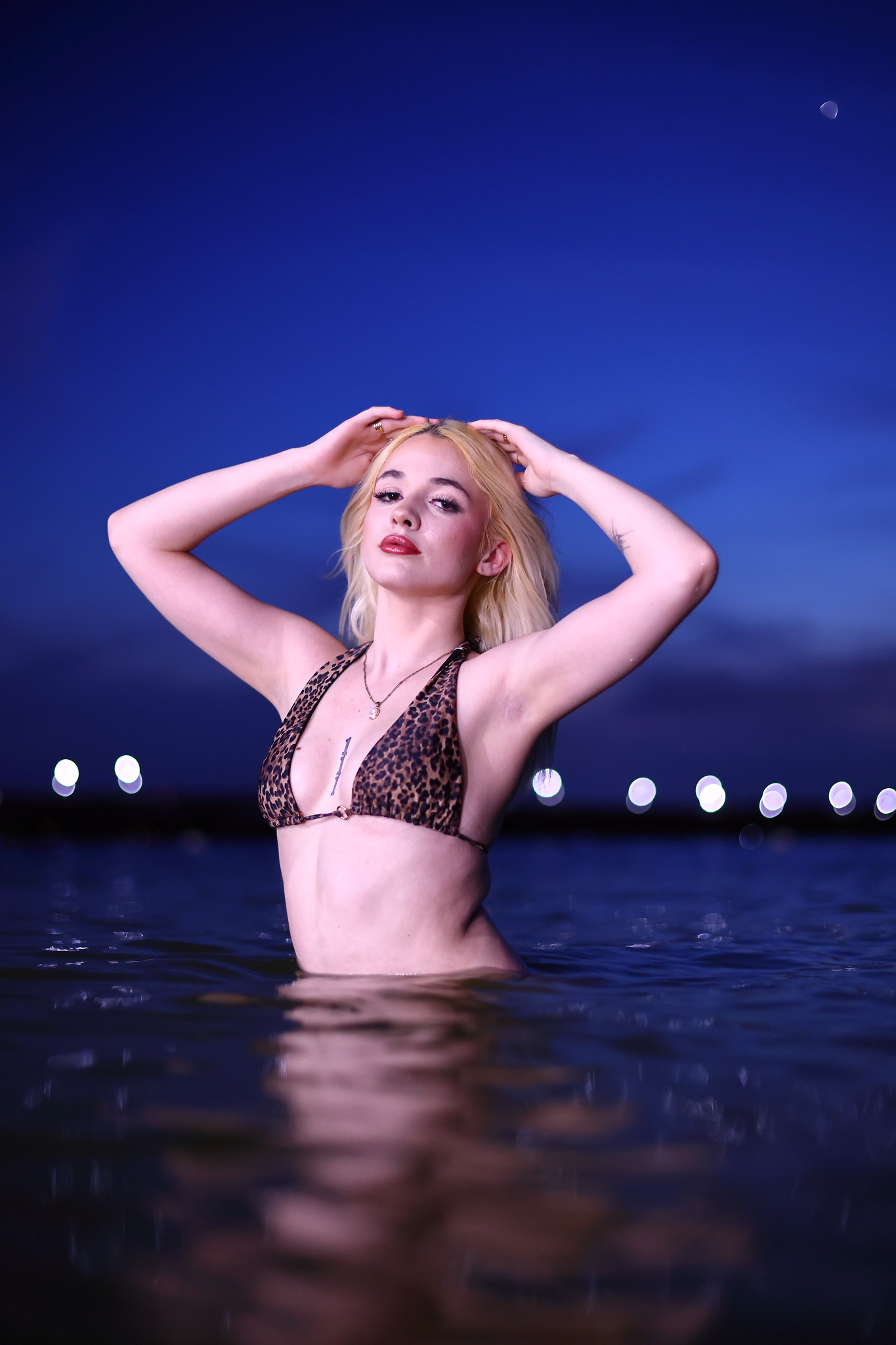 Halie solo portrait in blue water
