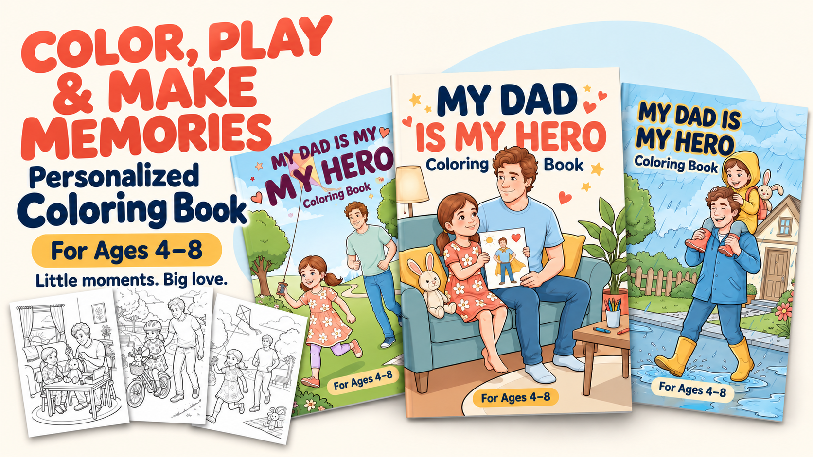 Children's Coloring Book with Dad-Themed Scenes - Picsart