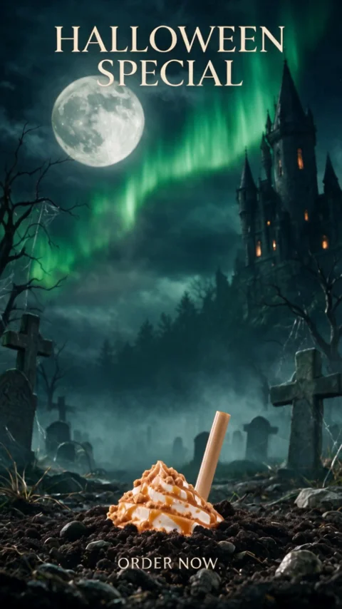 Halloween-Themed Coffee Ad Animations